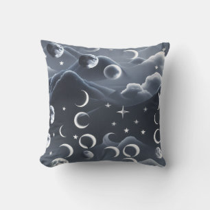 Coussin de Jet - Ciel Gris Phases Lunaires Céleste