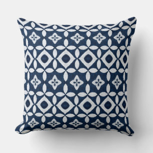 Coussin de jet Coastal Boho bleu et blanc