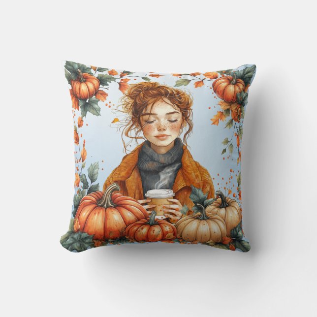 Coussin de jet coquet sur le thème de l'automne (Recto)