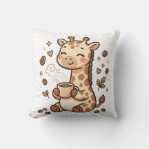 Coussin de jet Cute Giraffe Coffee