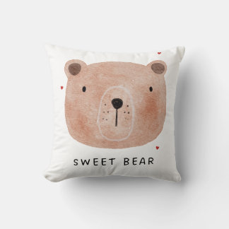 Coussin de jet Cute Sweet Bear | Bois minimaliste