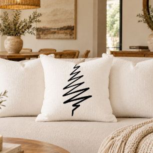 Coussin de jet de croquis d'arbre de Noël minimal