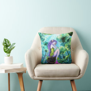 Coussin de jet de fantaisie sirène