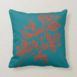 Coussin de jet de feuille d'octobre - orange et