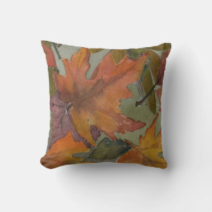 Coussin de jet de feuilles mortes à l'aquarelle Co