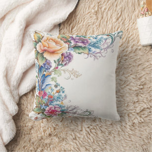 Coussin de jet de fleurs de couleurs pastel apaisa