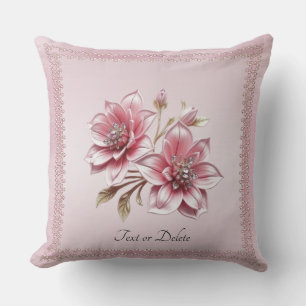Coussin de jet de fleurs roses modernes