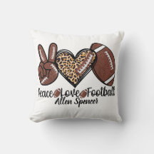 Coussin de jet de football, paix, amour