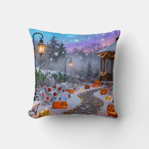 Coussin de jet de jardin Halloween hivernal