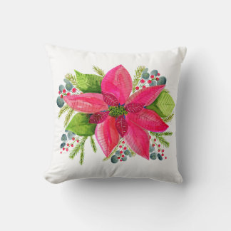 Coussin de jet de Noël au poinsettia