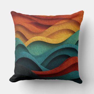 Coussin de jet de paysage en vagues abstraites sup