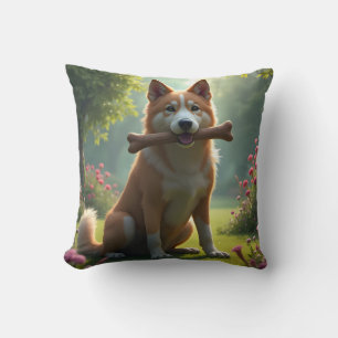 Coussin de jet de portrait de chien loyal – Cœur d