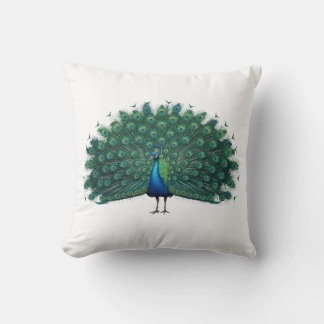 Coussin de jet élégant à motif de plume de paon