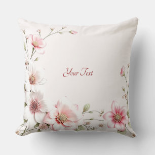 Coussin de jet élégant rose blanc floral