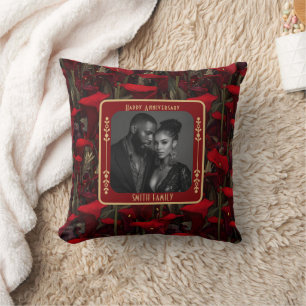 Coussin de jet élégant sentimental 25e anniversair