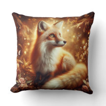 Coussin de jet en bois doré renard