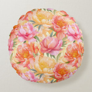 Coussin de jet en coton Fleurs de pivoine