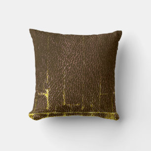 Coussin de jet en cuir brun en détresse