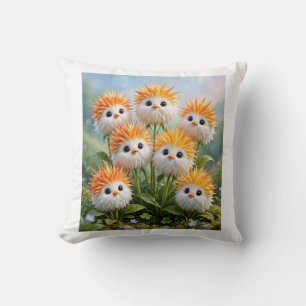 Coussin de jet fantaisie de poussin mignon avec fl
