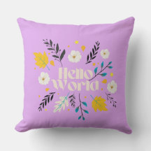 Coussin de jet floral Hello World