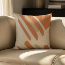 Coussin de jet géométrique orange et crème scandin