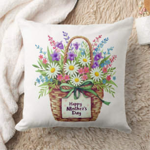 Coussin de jet « Happy Mother’s Day Floral Basket