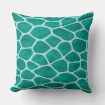 Coussin de jet imprimé girafe vert émeraude chic