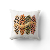 Coussin de jet imprimé guépard d'automne avec acce