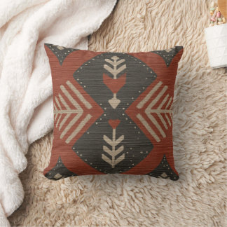 Coussin de jet imprimé terracotta Bohème rustique