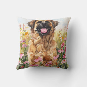 Coussin de jet Leonberger aquarelle