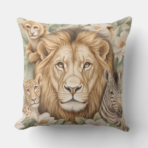 Coussin de jet Lion Safari botanique Infirmière