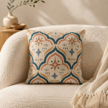 Coussin de jet marocain boho en terre cuite et sar