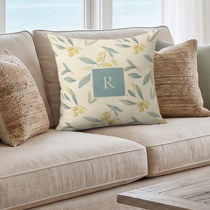 Coussin de jet méditerranéen à branche d'olivier m