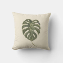Coussin de jet minimaliste à motif de feuilles de
