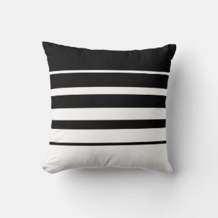 Coussin de jet moderne abstrait rayé noir et blanc