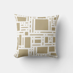 Coussin de jet moderne beige kaki abstrait géométr