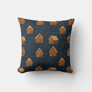 Coussin de jet motif village d'hiver cosy
