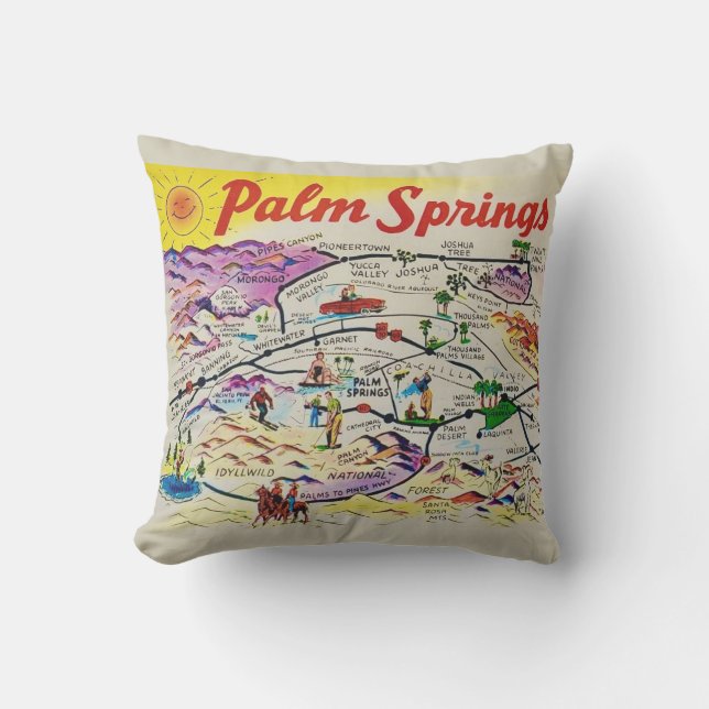 Coussin de jet Palm Springs Retro Map (Recto)