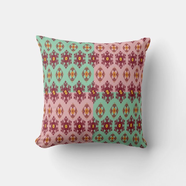Coussin de jet patchwork géométrique – Moderne Vio (Recto)