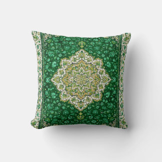 Coussin de jet persan émeraude Médaillon Vintage