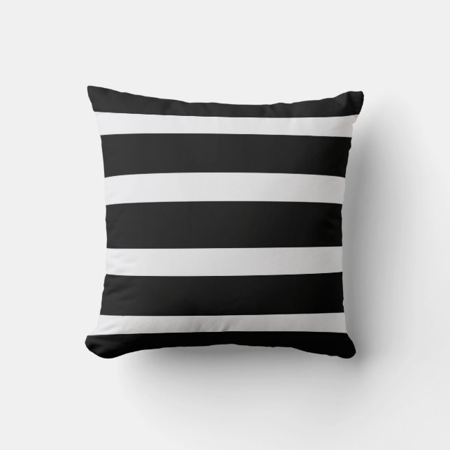 Coussin de jet rayé noir et blanc classique – Mode (Recto)
