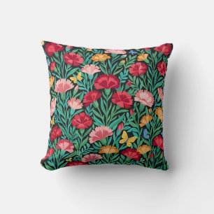 Coussin de jet scandinave à motif floral – Œillets