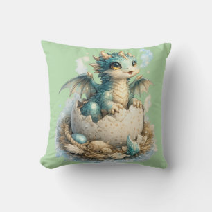 Coussin de jet vert dragon bébé mignon qui éclot
