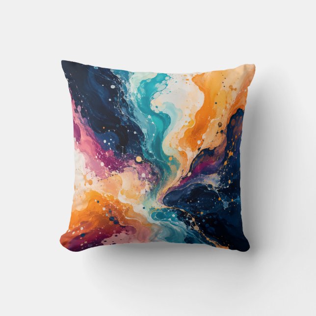 Coussin de jet vibrant à tourbillon abstrait (Recto)