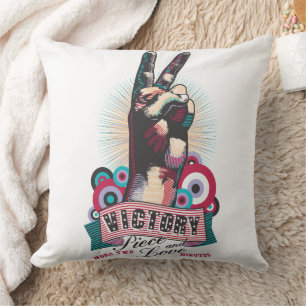 Coussin de jet – Victoire Paix & Amour Design Pop-