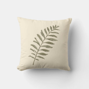 Coussin de jet vintage à feuilles vertes aquarelle