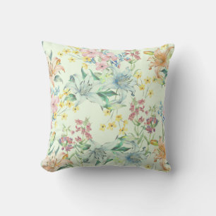 Coussin de jet vintage floral aquarelle