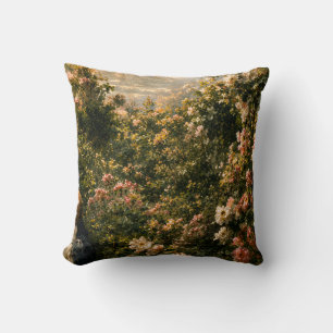 Coussin de jet vintage huile sur toile prairie flo