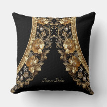 Coussin de jeté à fleurs ornementales dorées