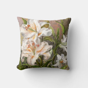 Coussin de jeté aux lys blancs
